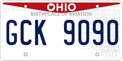 OH license plate GCK9090