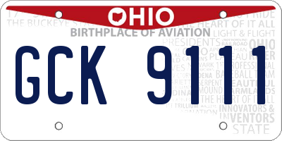 OH license plate GCK9111