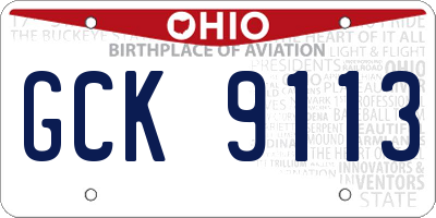 OH license plate GCK9113