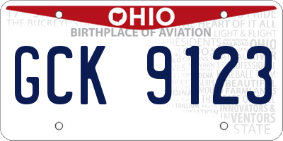 OH license plate GCK9123