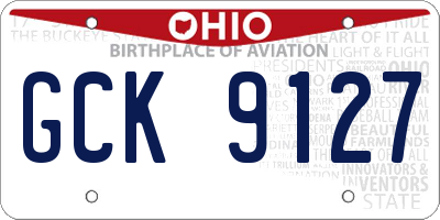 OH license plate GCK9127