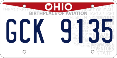 OH license plate GCK9135