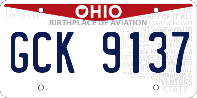 OH license plate GCK9137