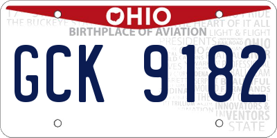 OH license plate GCK9182