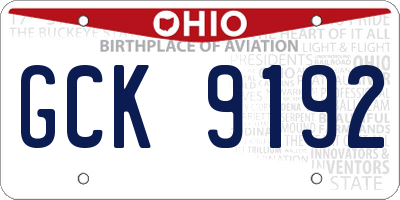 OH license plate GCK9192