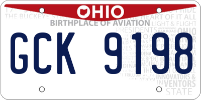 OH license plate GCK9198