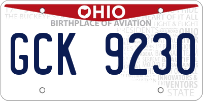 OH license plate GCK9230