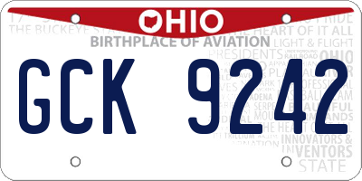 OH license plate GCK9242