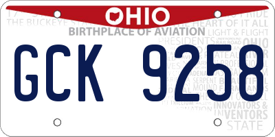 OH license plate GCK9258