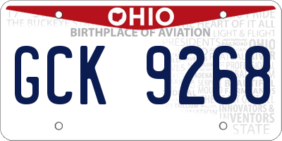 OH license plate GCK9268