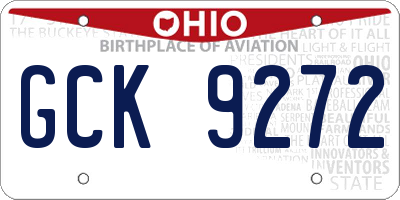 OH license plate GCK9272