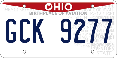 OH license plate GCK9277