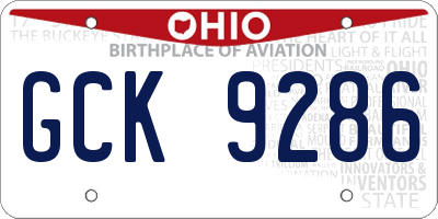 OH license plate GCK9286
