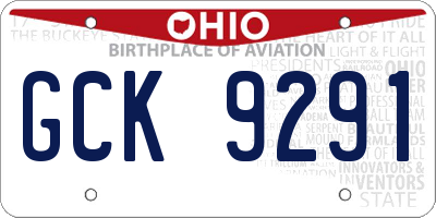 OH license plate GCK9291