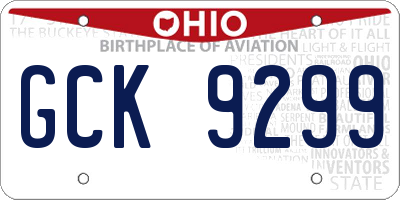 OH license plate GCK9299