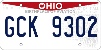 OH license plate GCK9302