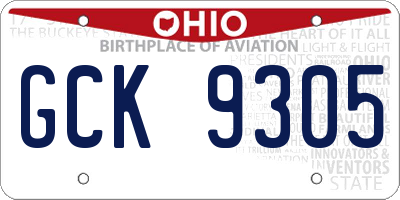 OH license plate GCK9305