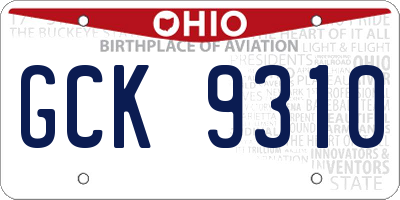 OH license plate GCK9310