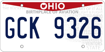 OH license plate GCK9326