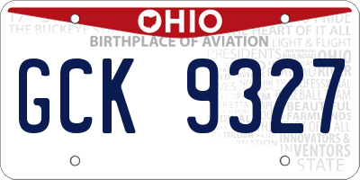 OH license plate GCK9327