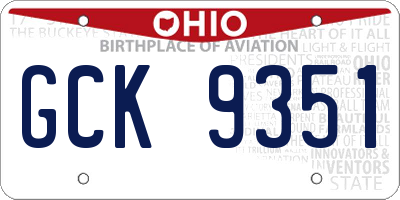 OH license plate GCK9351