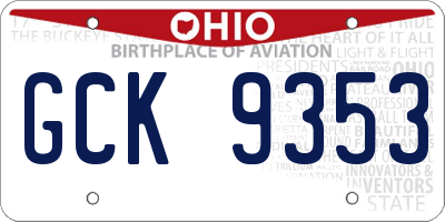 OH license plate GCK9353