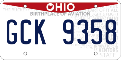 OH license plate GCK9358