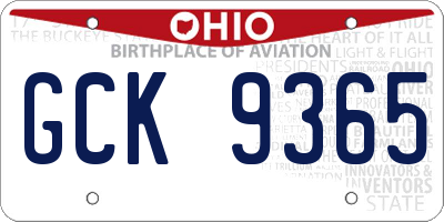 OH license plate GCK9365