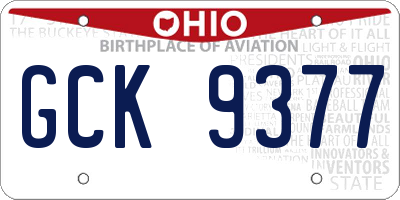 OH license plate GCK9377