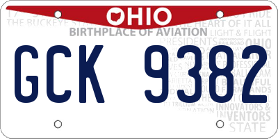 OH license plate GCK9382