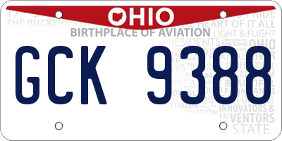 OH license plate GCK9388