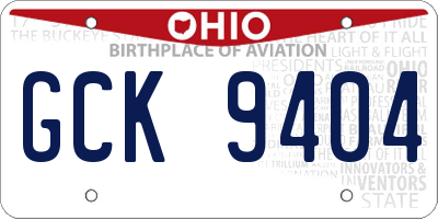 OH license plate GCK9404