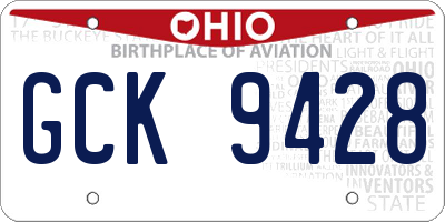 OH license plate GCK9428