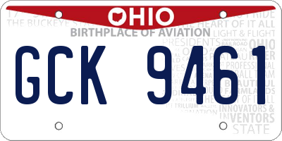 OH license plate GCK9461