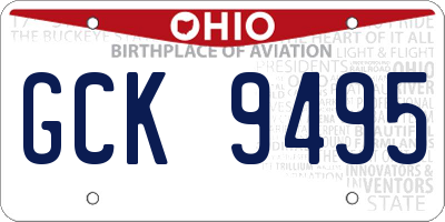 OH license plate GCK9495