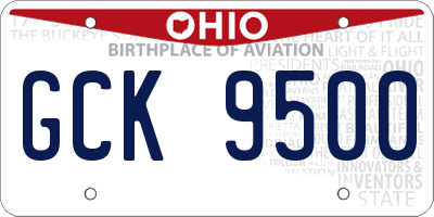 OH license plate GCK9500
