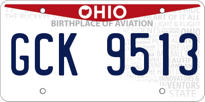 OH license plate GCK9513
