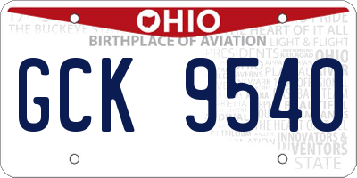 OH license plate GCK9540