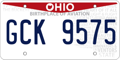 OH license plate GCK9575