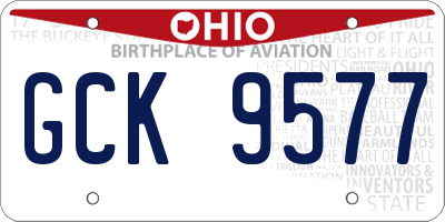 OH license plate GCK9577