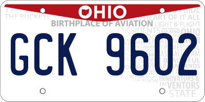 OH license plate GCK9602