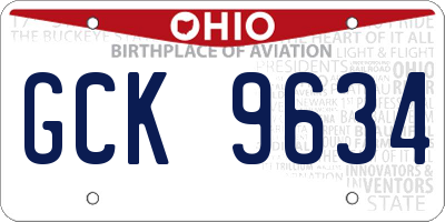 OH license plate GCK9634