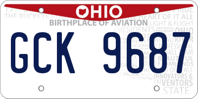 OH license plate GCK9687