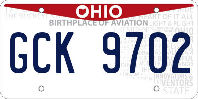 OH license plate GCK9702