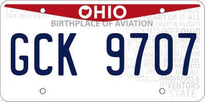 OH license plate GCK9707