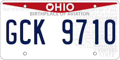 OH license plate GCK9710
