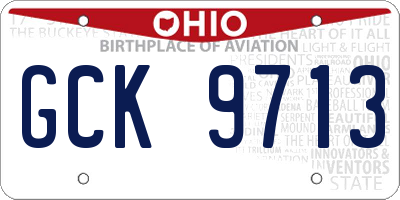 OH license plate GCK9713