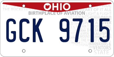 OH license plate GCK9715