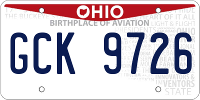 OH license plate GCK9726