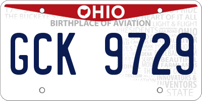 OH license plate GCK9729